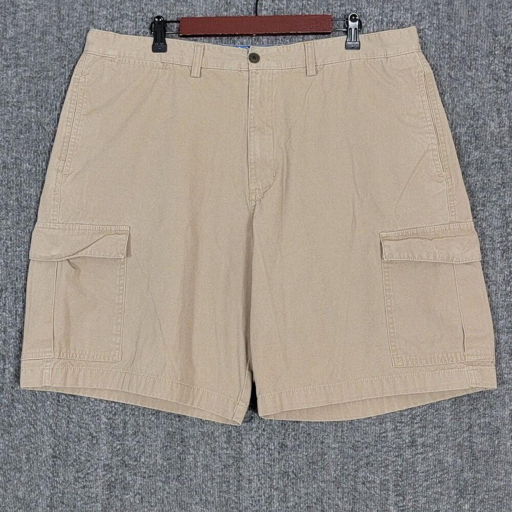 Chaps Cargo Shorts Mens 39* Khaki Tan 100% Cotton Casual Flat Front Chino